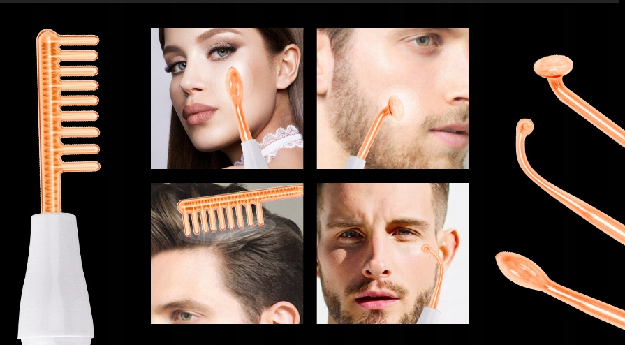 Electroderm, NewEvo®, Darsonval, Tratament cu Frecventa Inalta pentru Acnee, Riduri, Controlul Petelor, Cearcane, Ten, Par Seboreic, Stimulator Scalp, Infrumusetare, Biostimulare Faciala, Lifting, Negru [3]