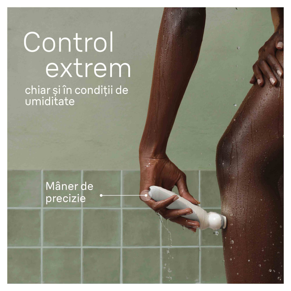 Epilator Braun Silk-épil 9 9-041 Wet & Dry, MicroGrip, Smart Light, 2 viteze, 40 pensete, Cap de ras + Pieptene, 1 capac, Geanta de voiaj, Alb/Argintiu [6]
