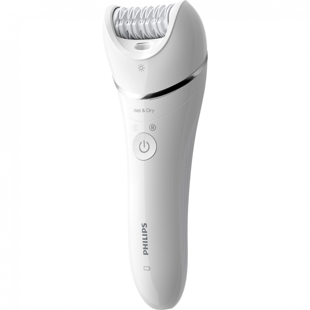 Epilator umed și uscat Philips BRE710/00, 5 accesorii, 32 pensete, utilizare fara fir, 2 setari viteza, opti-light, discuri ceramice, Argintiu [3]