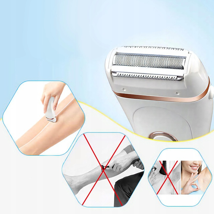 Epilator Umed Si Uscat Renew Force, 3 Mecanisme de taiere intr-un singur cap, Afisaj LCD, Functie Blocare,Incarcare USB, Lavabil, Alb Perlat [3]