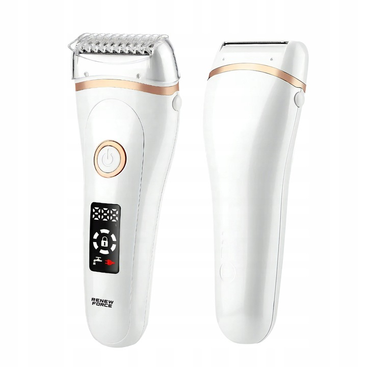Epilator Umed Si Uscat Renew Force, 3 Mecanisme de taiere intr-un singur cap, Afisaj LCD, Functie Blocare,Incarcare USB, Lavabil, Alb Perlat [4]
