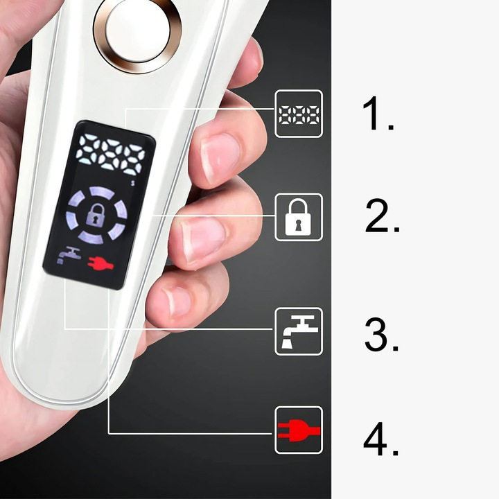 Epilator Umed Si Uscat Renew Force, 3 Mecanisme de taiere intr-un singur cap, Afisaj LCD, Functie Blocare,Incarcare USB, Lavabil, Alb Perlat [9]