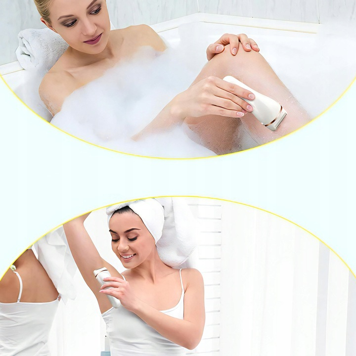 Epilator Umed Si Uscat Renew Force, 3 Mecanisme de taiere intr-un singur cap, Afisaj LCD, Functie Blocare,Incarcare USB, Lavabil, Alb Perlat [6]