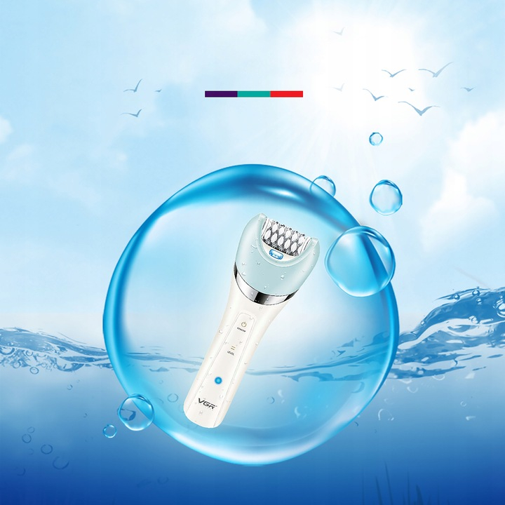 Epilator VGR V-703, 5 in 1, Pentru Picioare, corp, bikini, axile,  waterproof IPX 4, acumulator 1400mAh, Lumina LED, 2 Viteze, Alb [4]
