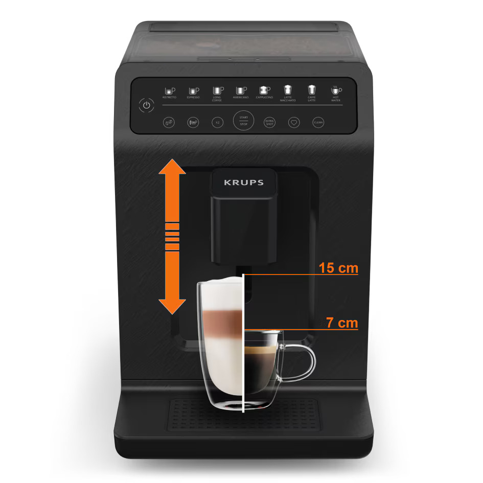 Espressor automat Krups Evidence Eco-Design EA897B10, 1450W, 15 bari, 8 retete de bauturi, rasnita metalica cu 5 setari, 3 trepte de temperatura, functie de abur&apa fierbinte, rezervor apa detasabil [7]