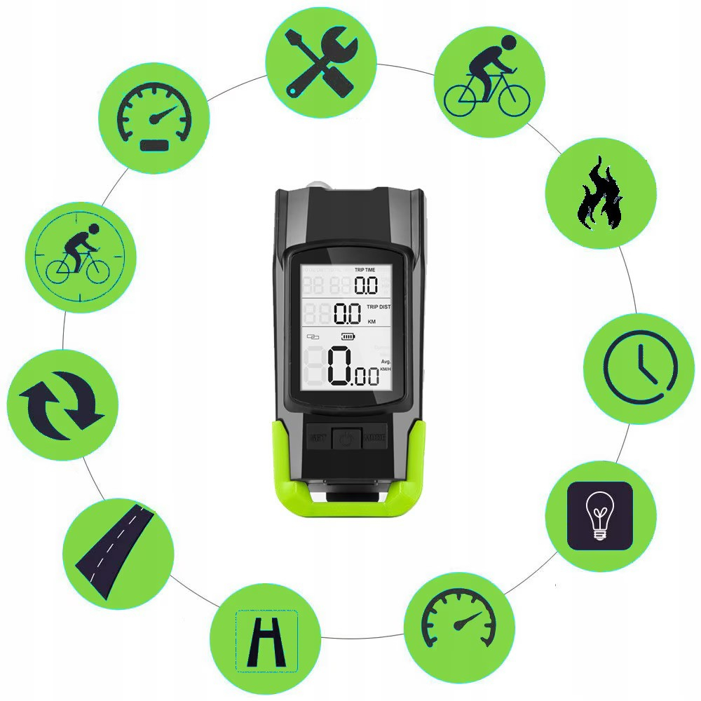 Far bicicleta cu ciclocomputer fara fir Renew Force, Lampa spate, Claxon, Acumulator 4000 mAh, Incarcare USB, Ecran LCD, Afisare viteza curenta, distanta parcursa, Viteza medie, Temperatura ambientala [4]