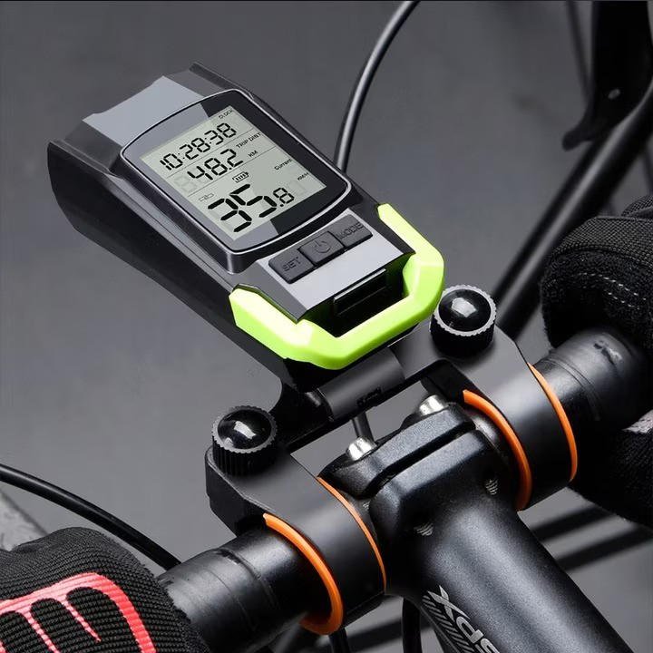 Far bicicleta cu ciclocomputer fara fir Renew Force, Lampa spate, Claxon, Acumulator 4000 mAh, Incarcare USB, Ecran LCD, Afisare viteza curenta, distanta parcursa, Viteza medie, Temperatura ambientala [8]