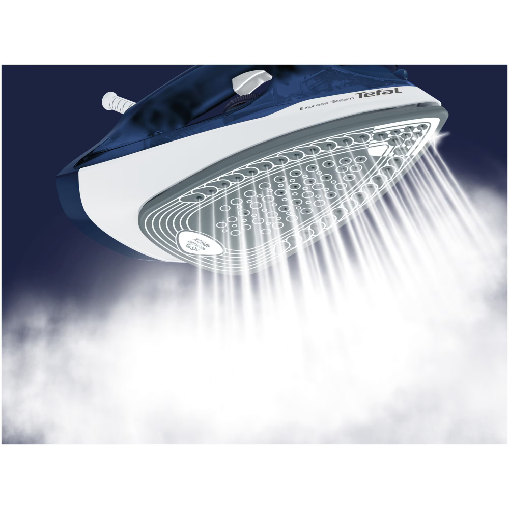 Fier de calcat Tefal Express Steam FV2838E0, 2400W, jet de abur 180 g/min, abur variabil 0-40 g/min, 270 ml, functie anticalcar, alb/albastru [5]
