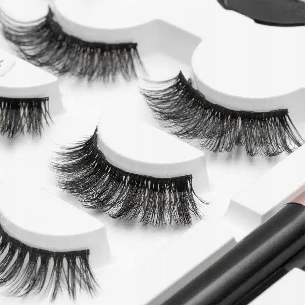 Gene Magnetice, Set 3 Perechi Gene False PROtone, 1 Aplicator, 1 Eyeliner Magnetic Negru, Aspect Natural, Reutilizabile, Negru [10]
