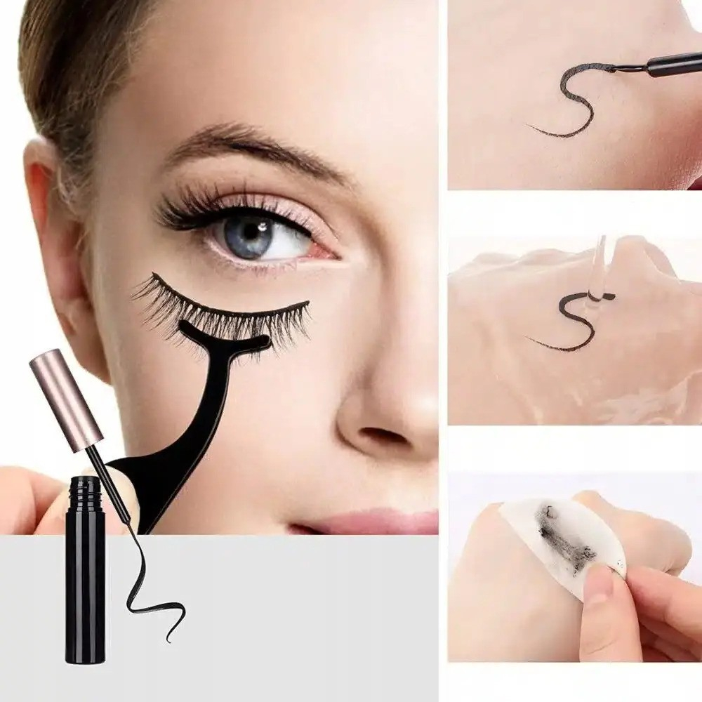 Gene Magnetice, Set 7 Perechi Gene False PROtone, 1 Aplicator, 2 Eyeliner Magnetic Negru, Aspect Natural, Reutilizabile, Negru [5]