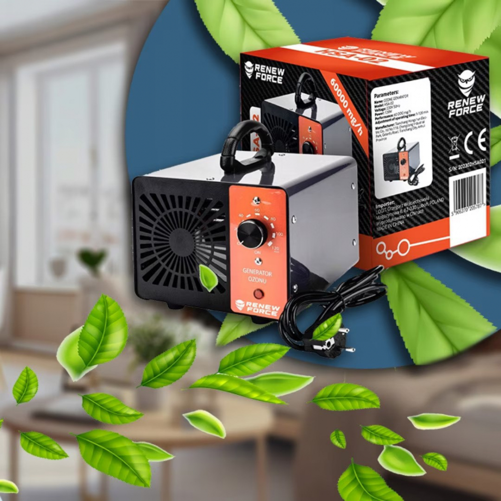 Generator de Ozon Profesional Renew Force - Dezinfectare Avansata. Inlatura mirosul neplacut din Casa, Birou si Masina, lasand un aer proaspat ca dupa ploaie. Timer de 120 min, putere 60g/Ora, 120W [5]