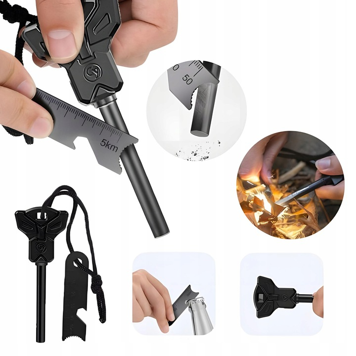 Kit complet de supravietuire multifunctional 92 in 1,Instrumente profesionale multifunctionale, vanatoare, drumetii, alpinism si aventuri in aer liber, Negru [13]