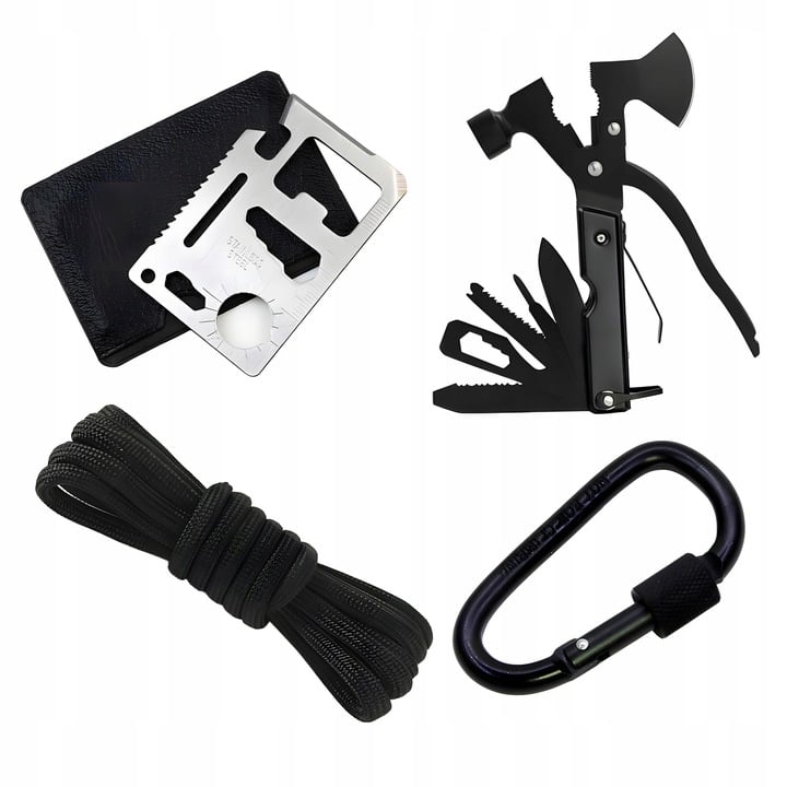 Kit complet de supravietuire multifunctional 92 in 1,Instrumente profesionale multifunctionale, vanatoare, drumetii, alpinism si aventuri in aer liber, Negru [3]