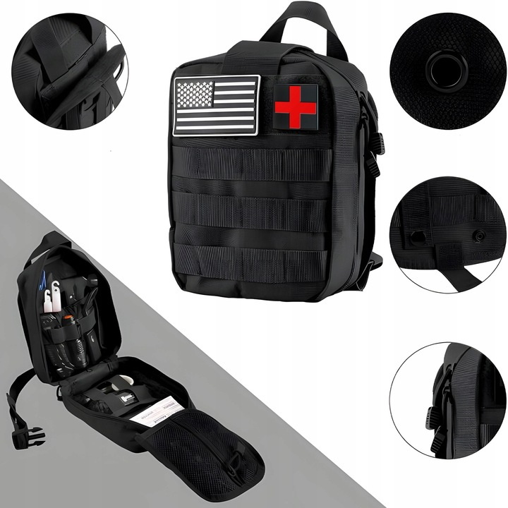 Kit complet de supravietuire multifunctional 92 in 1,Instrumente profesionale multifunctionale, vanatoare, drumetii, alpinism si aventuri in aer liber, Negru [6]