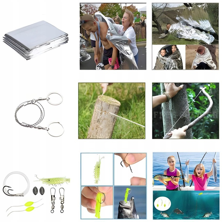 Kit complet de supravietuire multifunctional 92 in 1,Instrumente profesionale multifunctionale, vanatoare, drumetii, alpinism si aventuri in aer liber, Negru [10]