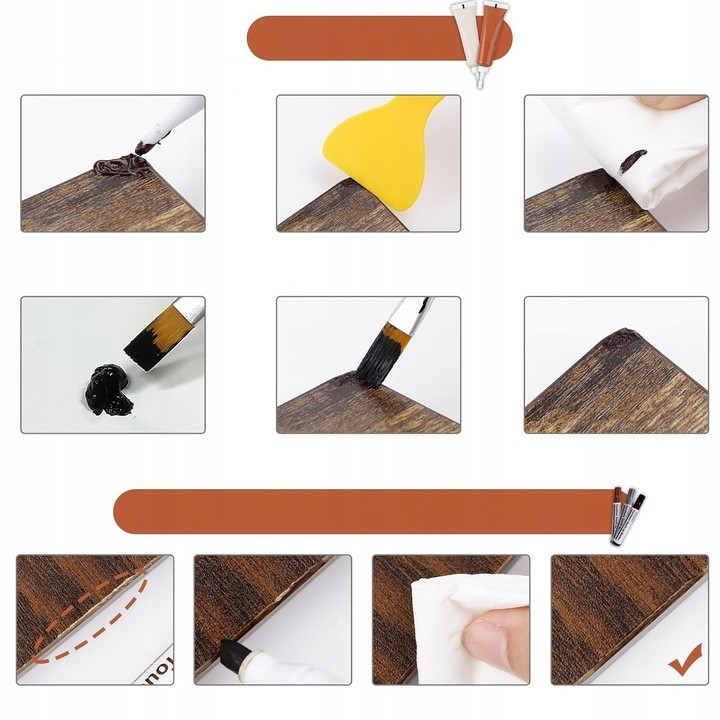 Kit reparatii suprafete din lemn NewEvo, 8 Markere cu Cerneala Uleioasa, 8 Creioane Cerate, 12 Tuburi Vopsea, 12 Pensule, Ascutitoare [3]