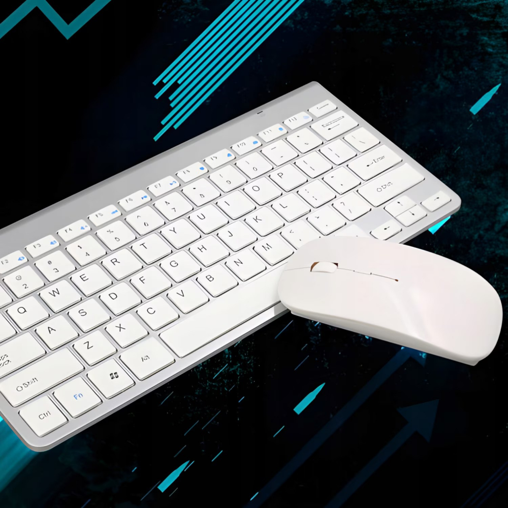 Kit Tastatura si Mouse wireless NewEvo, 78 taste, click scissor switch, versiune US, 3 butoane, 1200 DPI, Gri [7]