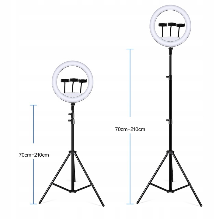 Lampa Circulara Make up Profesionala cu Display, NewEvo, Ring Light 43 CM, Putere 24W si 540 Lumeni, cu Lumina Calda Neutra si Rece Tip Inel, cu Trepied 210cm, Geanta Depozitare, Pentru Poze Perfecte [6]