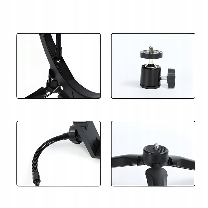 Lampa circulara Ring Light NewEvo, Foto, MakeUp, YouTube, 24W, diametru 25 cm lumina rece, calda si neutra, 10 niveluri de ajustare, cu trepied 210cm inclus, Suport telefon gratuit [6]