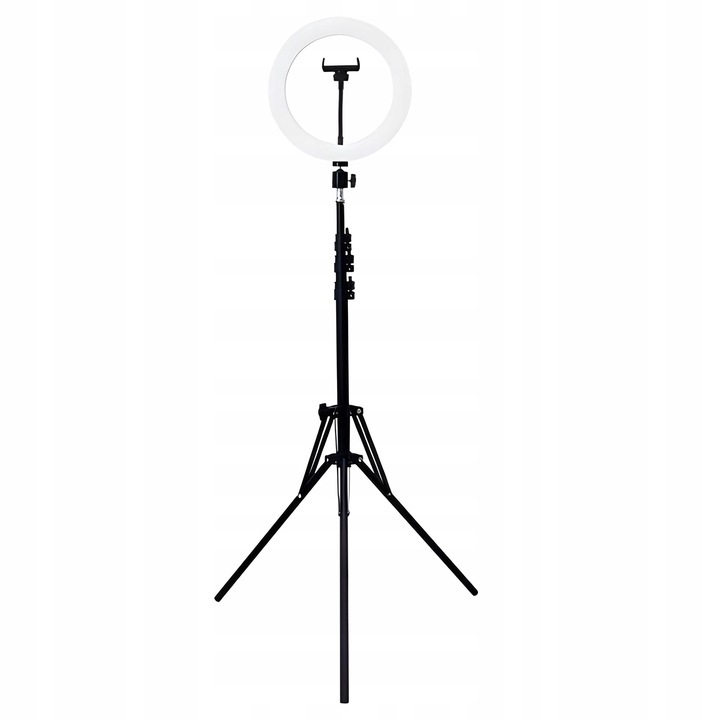 Lampa circulara Ring Light NewEvo, Foto, MakeUp, YouTube, 24W, diametru 25 cm lumina rece, calda si neutra, 10 niveluri de ajustare, cu trepied 210cm inclus, Suport telefon gratuit [3]