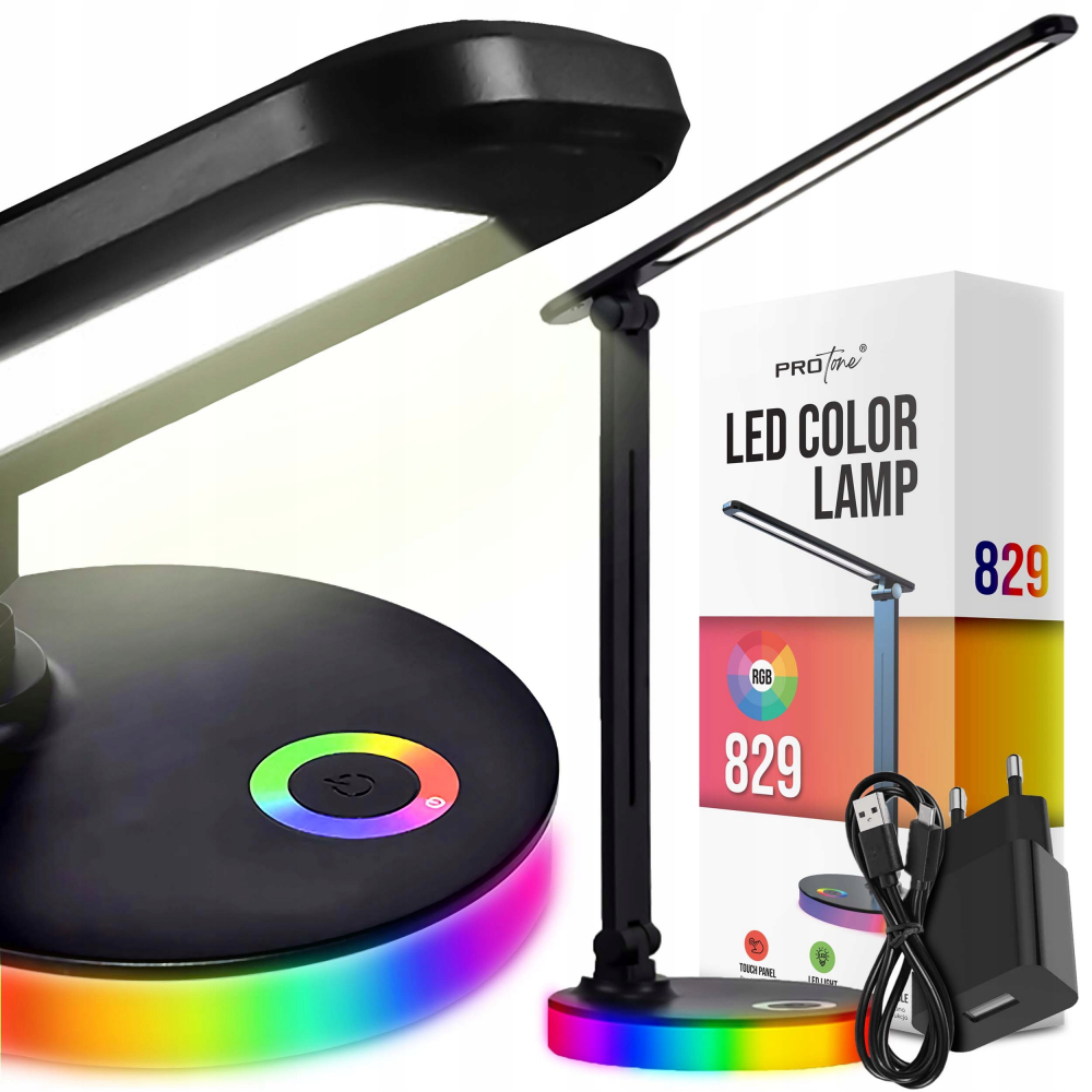Lampa de Birou Led PROtone, Baza Led Rgb, Protectie Ochi, Lumina calda, neutra si rece, Reglare nivel luminozitate, Pliabila, Negru [7]