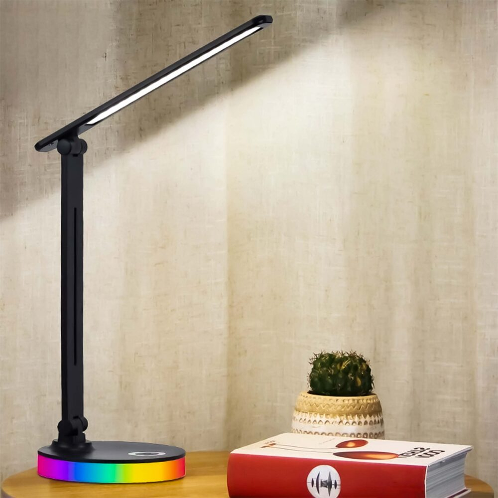 Lampa de Birou Led PROtone, Baza Led Rgb, Protectie Ochi, Lumina calda, neutra si rece, Reglare nivel luminozitate, Pliabila, Negru [3]
