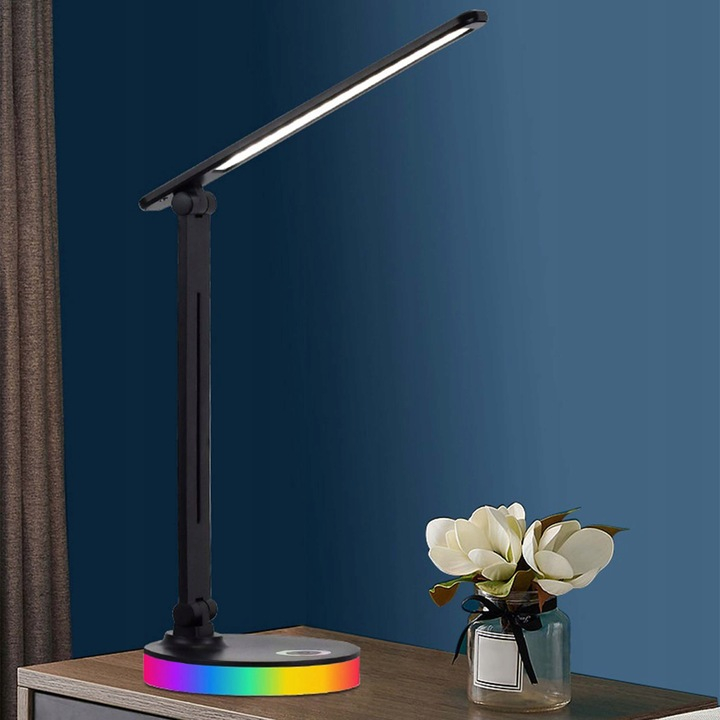 Lampa de Birou Led PROtone, Baza Led Rgb, Protectie Ochi, Lumina calda, neutra si rece, Reglare nivel luminozitate, Pliabila, Negru [4]