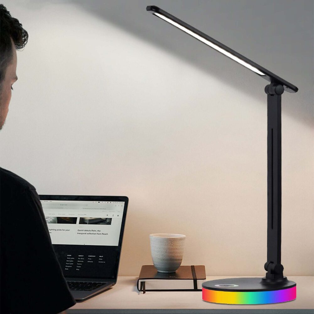 Lampa de Birou Led PROtone, Baza Led Rgb, Protectie Ochi, Lumina calda, neutra si rece, Reglare nivel luminozitate, Pliabila, Negru [2]