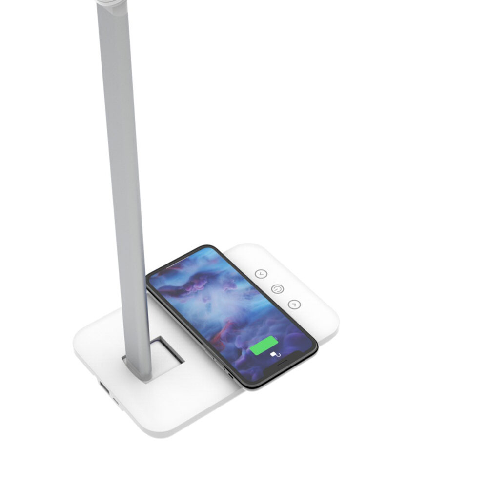 Lampa de birou LED Renew Force , incarcare wireless pentru IOS Android, 3 Moduri de iluminare, Control Tactil, Protectie Ochi, Pliabila, Alb [2]