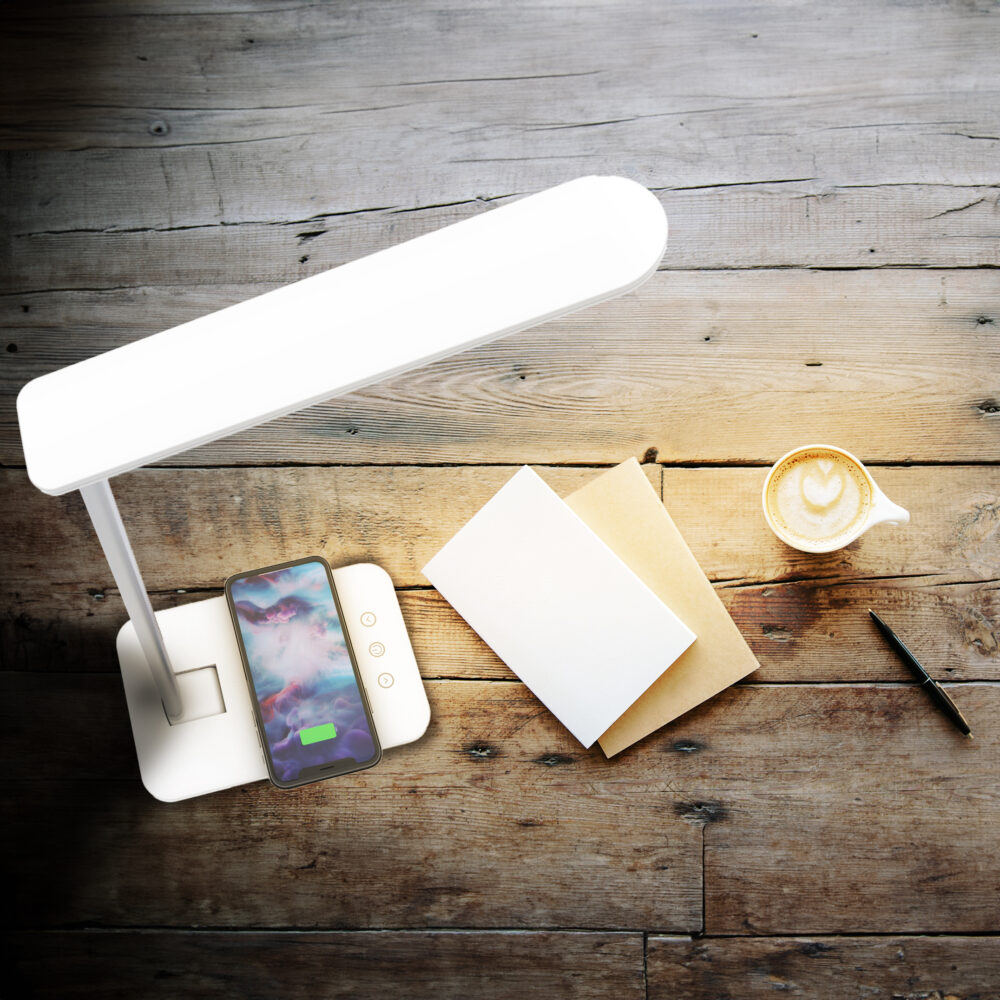 Lampa de birou LED Renew Force , incarcare wireless pentru IOS Android, 3 Moduri de iluminare, Control Tactil, Protectie Ochi, Pliabila, Alb [3]