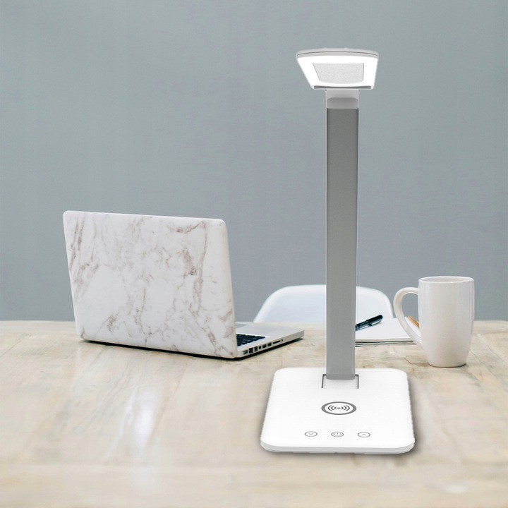 Lampa de birou LED Renew Force , incarcare wireless pentru IOS Android, 3 Moduri de iluminare, Control Tactil, Protectie Ochi, Pliabila, Alb [6]