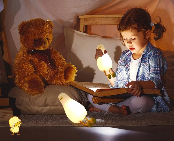Lampa de Veghe Amuzanta NewEvo, Ratusca Adormita, Silicon Moale, Lumina Calda, 3 Intensitati, Functie de Cronometru, Picioare Multifunctionale, Suport pentru Telefon, Alb [5]