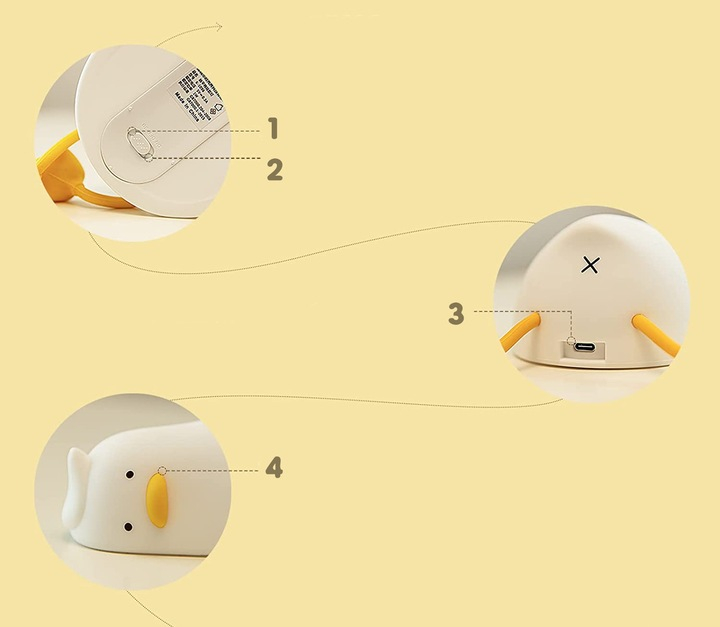 Lampa de Veghe Amuzanta NewEvo, Ratusca Adormita, Silicon Moale, Lumina Calda, 3 Intensitati, Functie de Cronometru, Picioare Multifunctionale, Suport pentru Telefon, Alb [10]