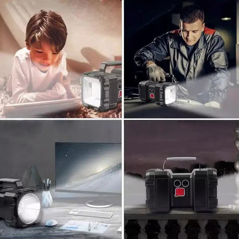 Lanterna LED de mana reincarcabila, Dubla,7 moduri iluminare, 1200 lumeni, cu functie de acumulator extern 10000 mAh, Negru [5]