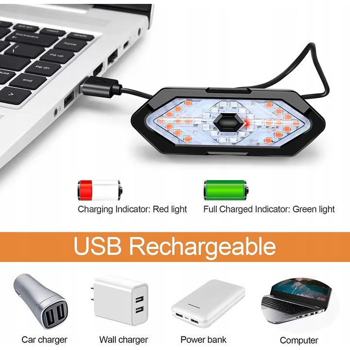 Lumini spate bicicleta cu semnalizare LED si telecomanda wireless, Renew Force, Baterie 900 mAh, reincarcabila prin USB, 5 Moduri de iluminare, impermeabila, Negru Alb [13]