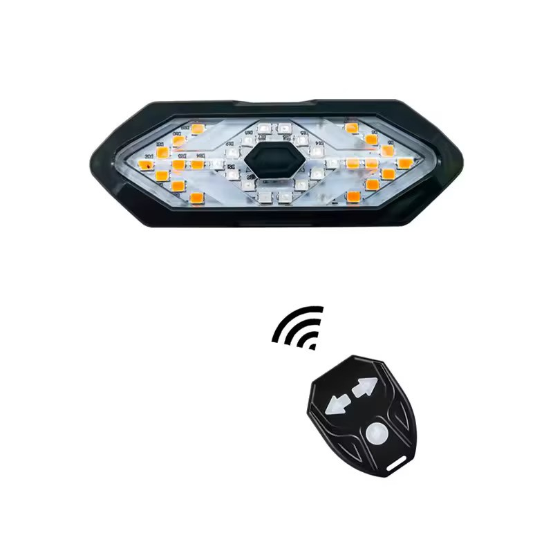 Lumini spate bicicleta cu semnalizare LED si telecomanda wireless, Renew Force, Baterie 900 mAh, reincarcabila prin USB, 5 Moduri de iluminare, impermeabila, Negru Alb [2]