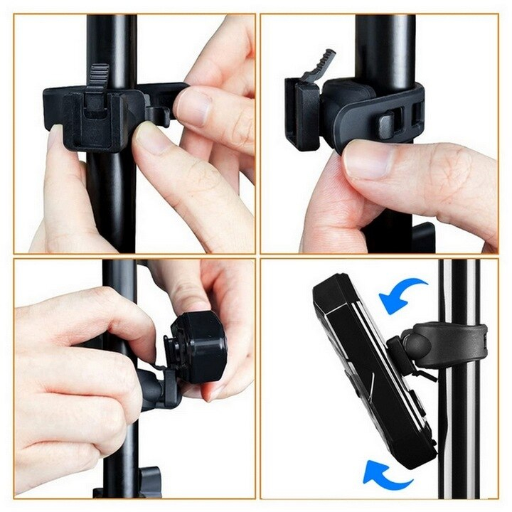 Lumini spate bicicleta cu semnalizare LED si telecomanda wireless, Renew Force, Baterie 900 mAh, reincarcabila prin USB, 5 Moduri de iluminare, impermeabila, Negru Alb [6]