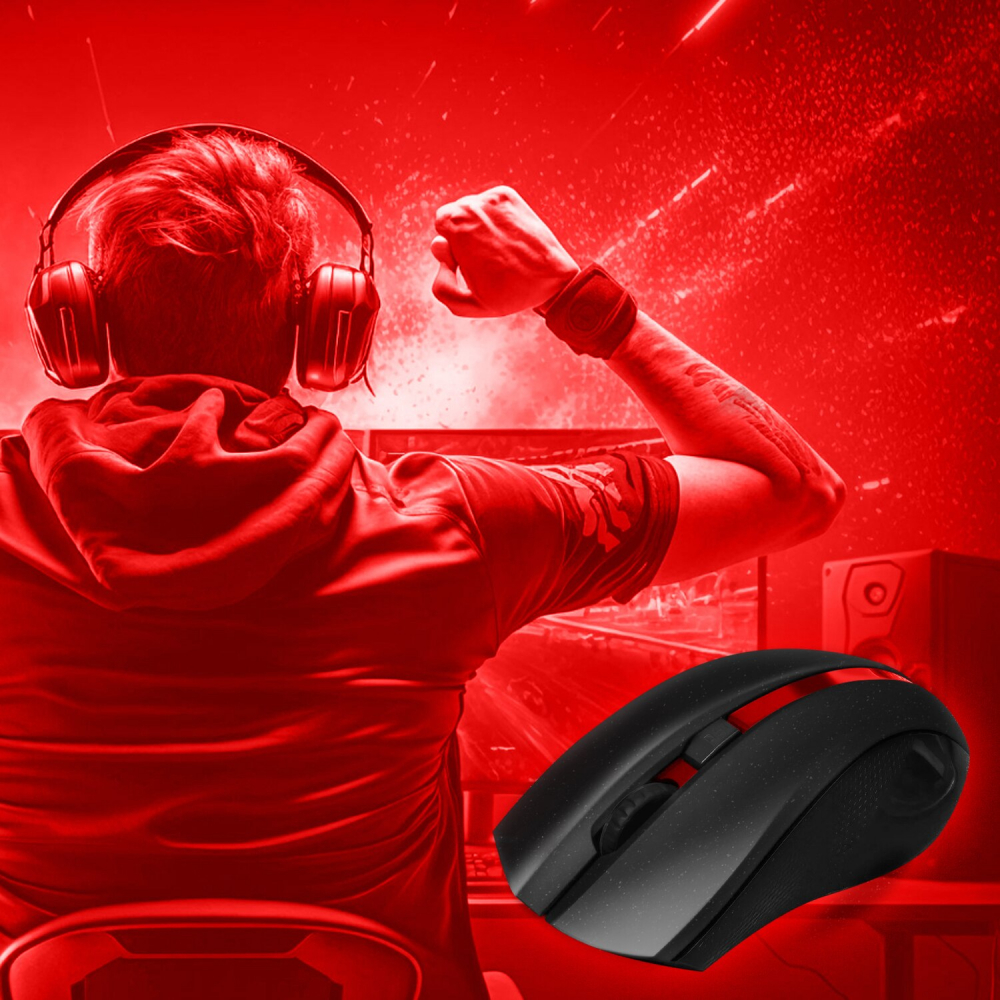 Mouse gaming DexXer, Wireless 2.4 G, USB, FastCharge, Design ergonomic, Negru Rosu [3]