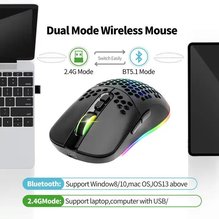 Mouse gaming, DexXer, Wireless, Iluminare RGB, USB, Wireless 2.4 G, FastCharge, Design ergonomic, Negru [5]