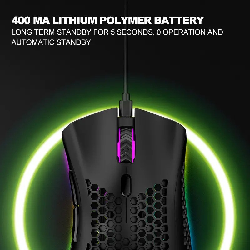 Mouse gaming NewEvo, Wireless, Iluminare RGB, USB, Wireless 2.4 G, FastCharge, Design ergonomic, 2 Butoane Programabile, Negru [5]