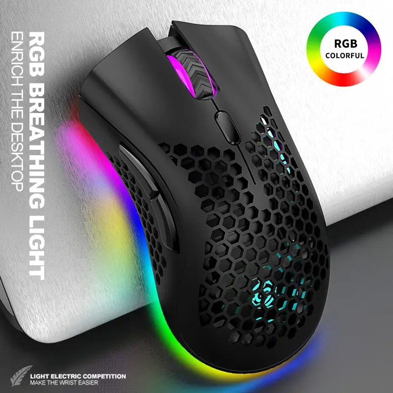 Mouse gaming NewEvo, Wireless, Iluminare RGB, USB, Wireless 2.4 G, FastCharge, Design ergonomic, 2 Butoane Programabile, Negru [2]