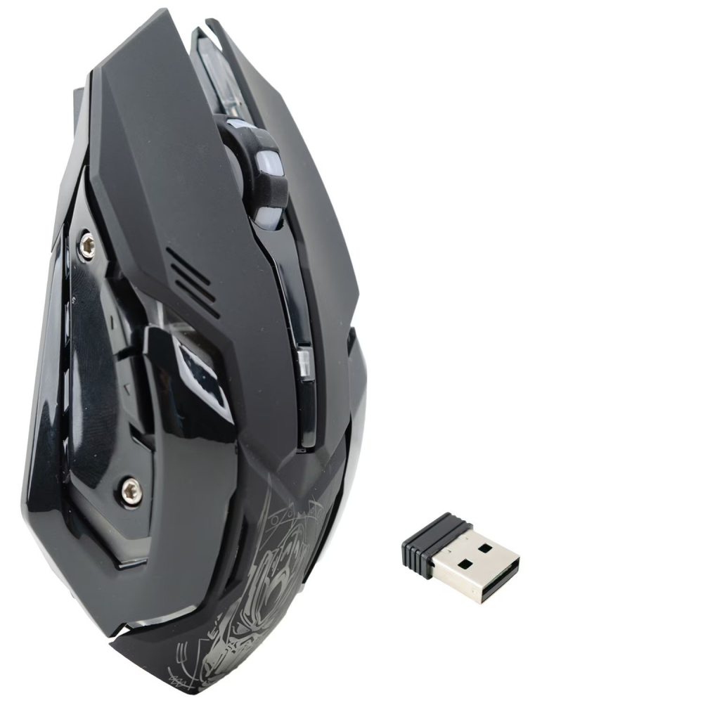 Mouse gaming Renew Force, Wireless 2.4 G, Iluminare RGB, USB, Reincarcabil, FastCharge, Reglabil1200/1600/3200 DPI, Design ergonomic, Negru Gri [5]