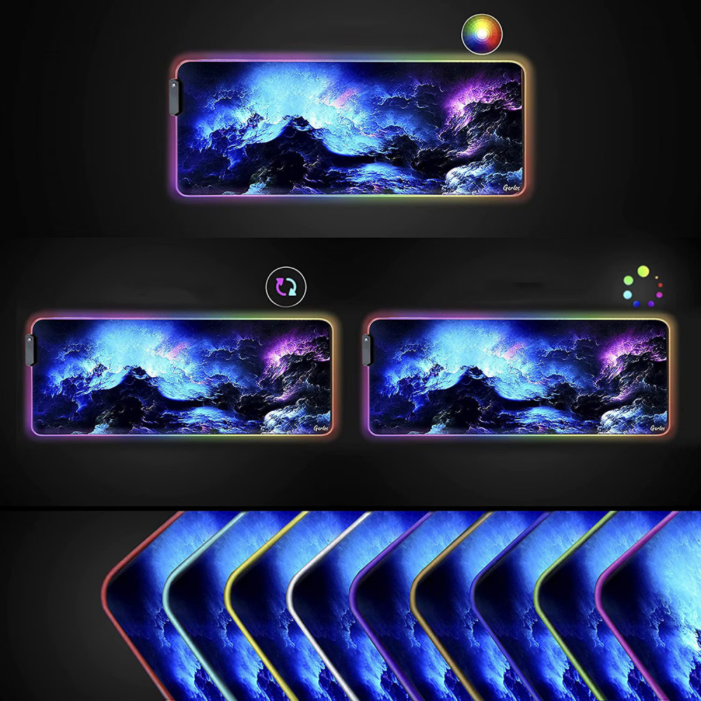 Mousepad Gaming RGB, model cosmos, 800x300x3mm, Iluminare RGB, 14 moduri de iluminare, Cablu USB inclus, suprafata anti alunecare, Multicolor [5]