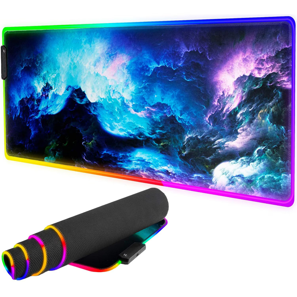 Mousepad Gaming RGB, model cosmos, 800x300x3mm, Iluminare RGB, 14 moduri de iluminare, Cablu USB inclus, suprafata anti alunecare, Multicolor [4]
