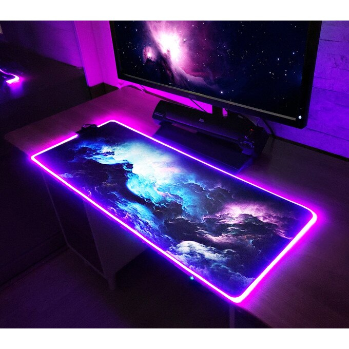 Mousepad Gaming RGB, model cosmos, 800x300x3mm, Iluminare RGB, 14 moduri de iluminare, Cablu USB inclus, suprafata anti alunecare, Multicolor [2]