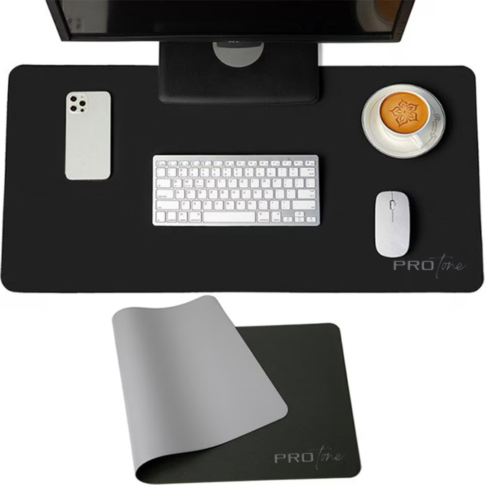 Mousepad PROtone XXL pentru protectie birou, din piele pu, cu doua fete Gri/Negru, 90x45 cm [1]