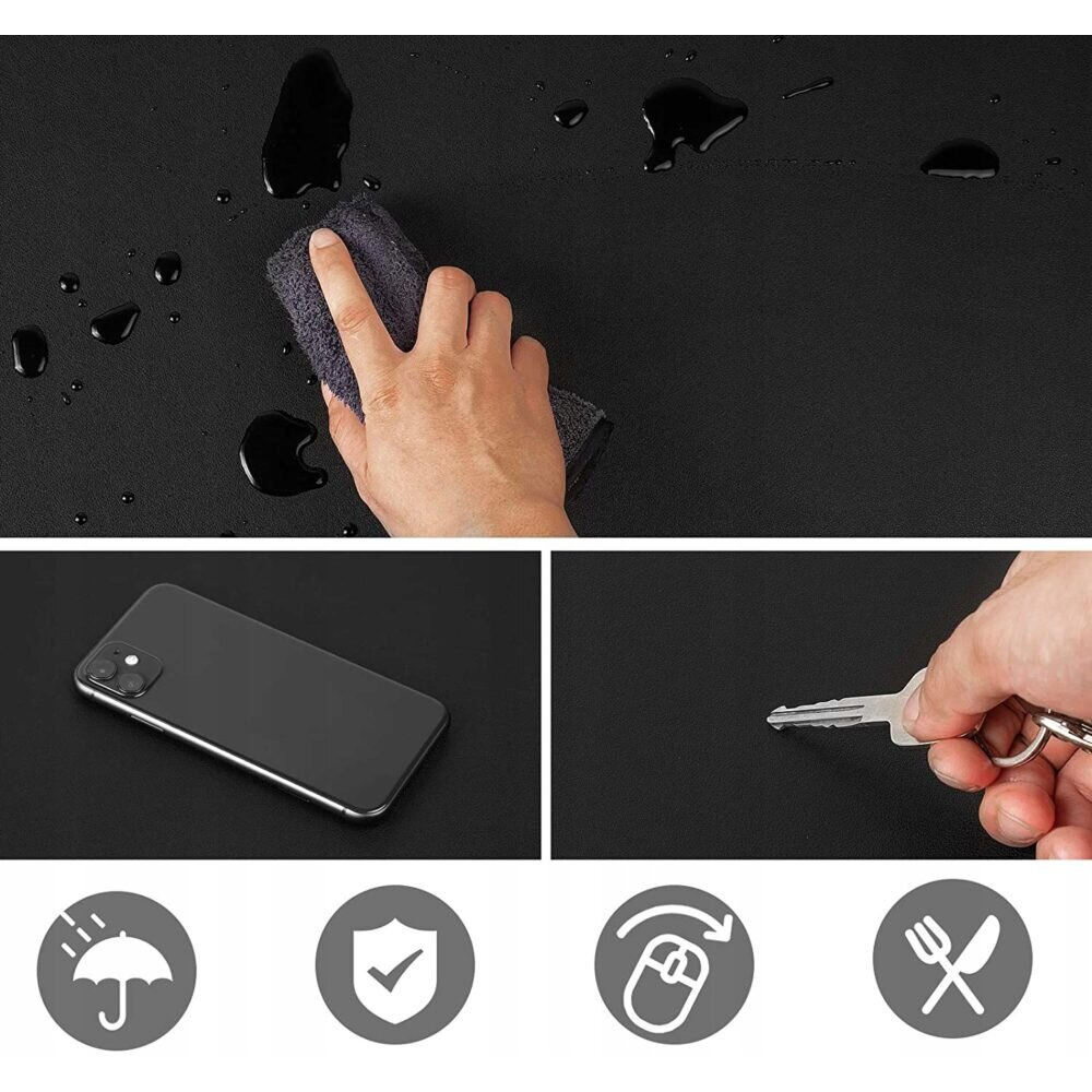 Mousepad PROtone XXL pentru protectie birou, din piele pu, cu doua fete Gri/Negru, 90x45 cm [4]