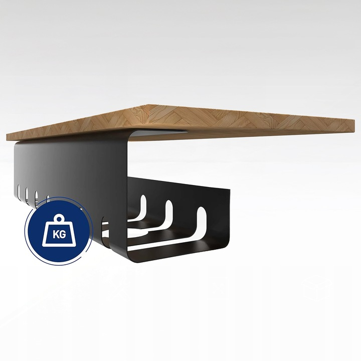 Organizator de cabluri sub birou NewEvo, metal robust, potrivit pentru majoritatea birourilor, instalare usoara si rapida, dimensiune 43X10X10 cm, Negru [4]