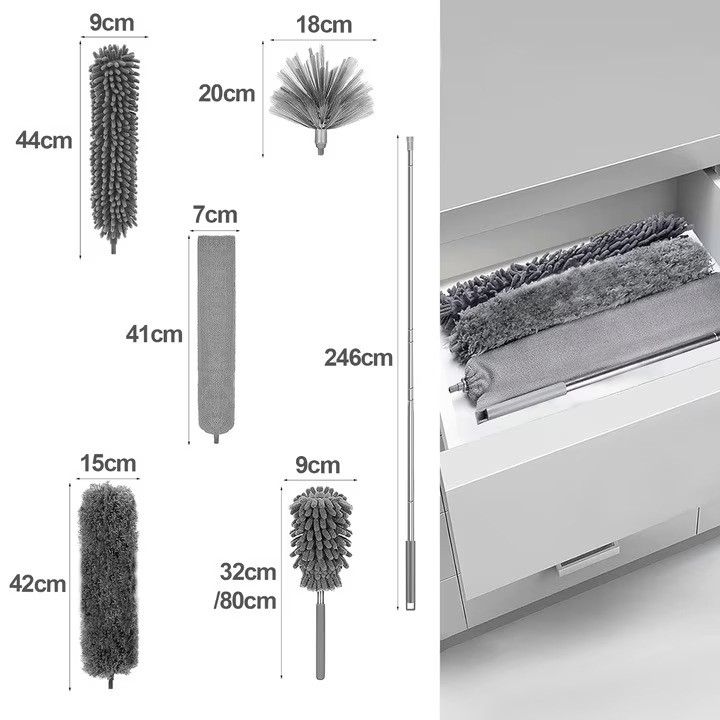 Pamatuf NewEvo, 5 Capete Interschimbabile, Telescopic, Maner Extensibil, Pentru Locuri Greu Accesibile, 83-285x16, Gri [3]