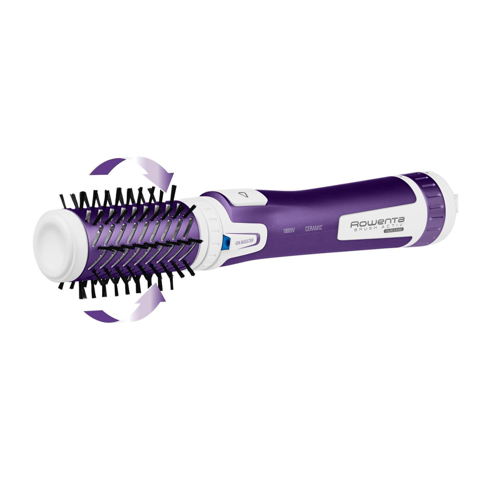 Perie rotativa Rowenta Brush Activ' Volume&Shine 2 CF9530, 1000W, 2 trepte de temperatura si viteza, ionizare, 2 perii, invelis ceramic, Mov [2]